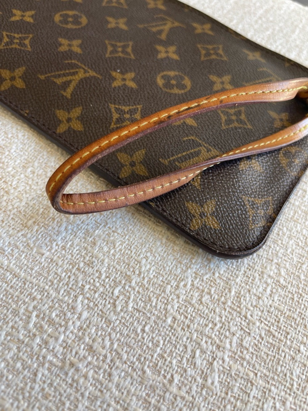 Authentic Louis Vuitton Monogram Neverfull MM Clutch/Wristlet Brown/Fuschia Pink - Picture 8 of 11